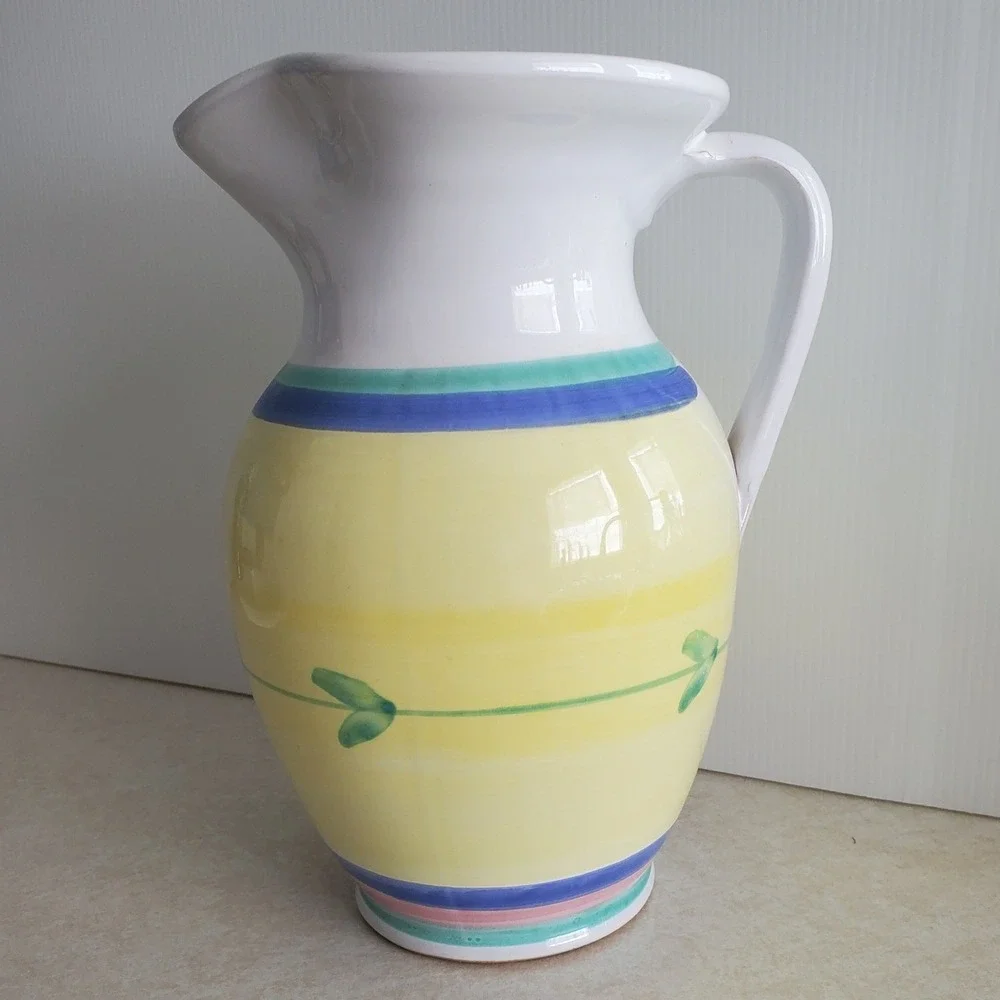 Caleca Ceramiche 64 OZ Pitcher Ceramic Carousel Hand Painted Country Cottage